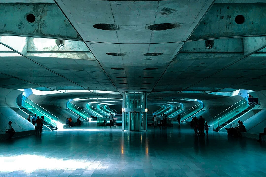 image showing futuristically lighted tunnel